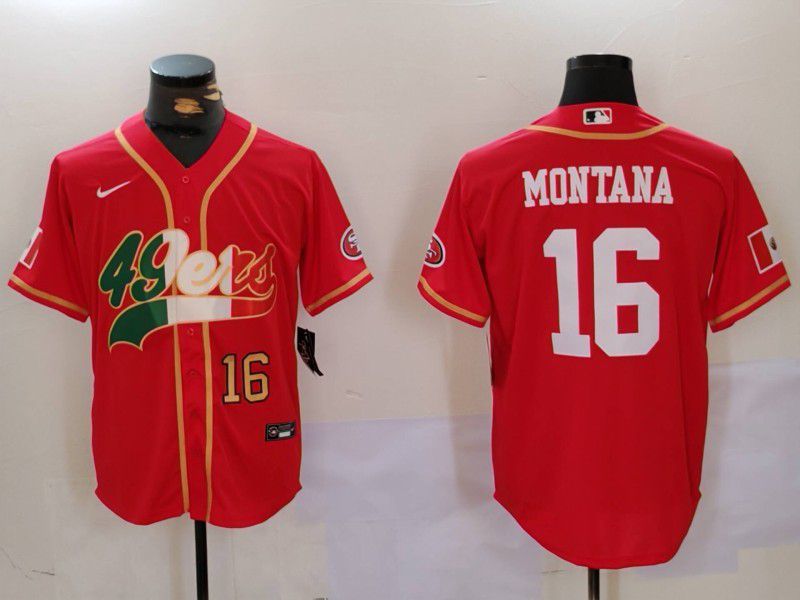 Men San Francisco 49ers 16 Montana Red Second generation Mexican Joint Name 2024 Nike Limited NFL Jersey style 2